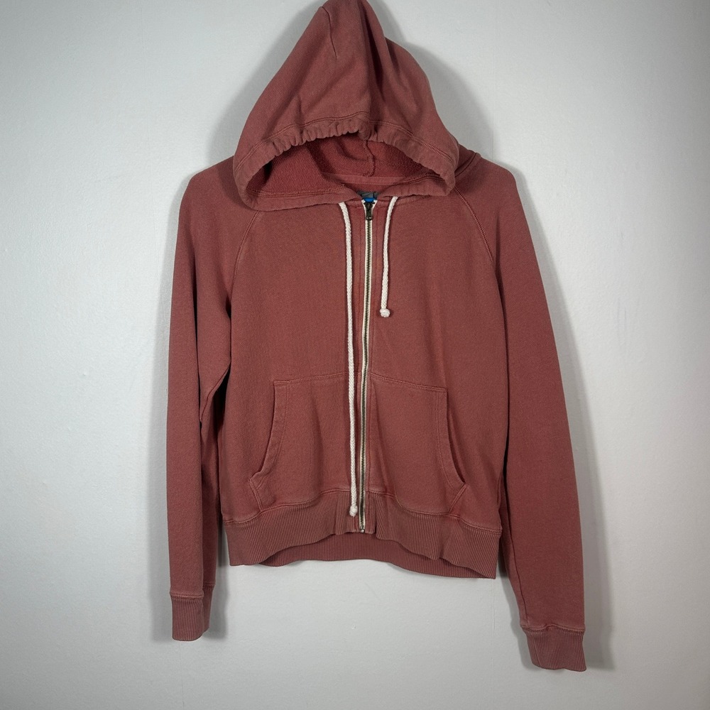 Aerie Full Zip Hoodie Womens Medium Rose Pink Fleece Raglan Sweatshirt